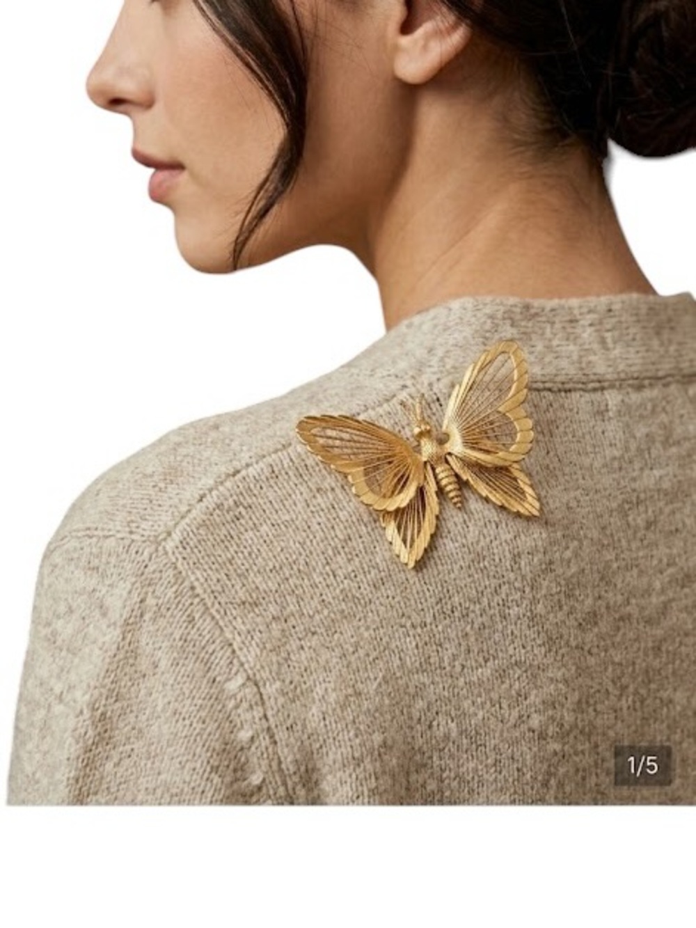Vintage Open Work Butterfly Brooch